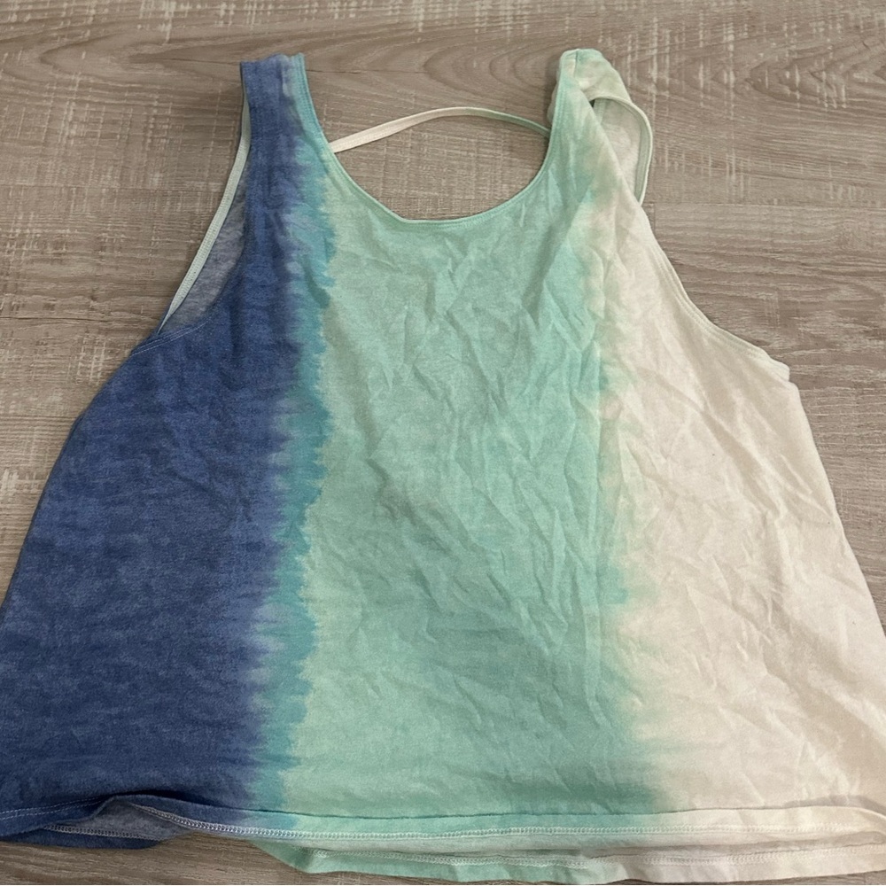 Blue and Green Tie-Dye Women's Tank Top size medium